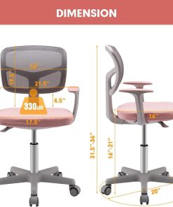 Costzon Kids Desk Chair, Children Study Computer Chair with Adjustable Height, Lumbar Support, Sit-Brake Casters, Swivel Mesh Seat, Ergonomic Kids Task Chair for 3-10, Home, School, Office - 8