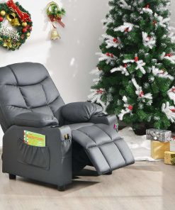 Costzon Kids Recliner Chair with Cup Holder, Adjustable Lounge Chair w-Footrest & Side Pockets for Children Boys Girls Room - 2