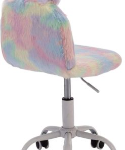 DM Furniture Cute Fuzzy Kids Chair Funny Rolling Study Desk Chair Colorful Girls Vanity Swivel Chair with White Foot - 8
