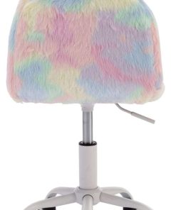 DM Furniture Cute Fuzzy Kids Chair Funny Rolling Study Desk Chair Colorful Girls Vanity Swivel Chair with White Foot - 9