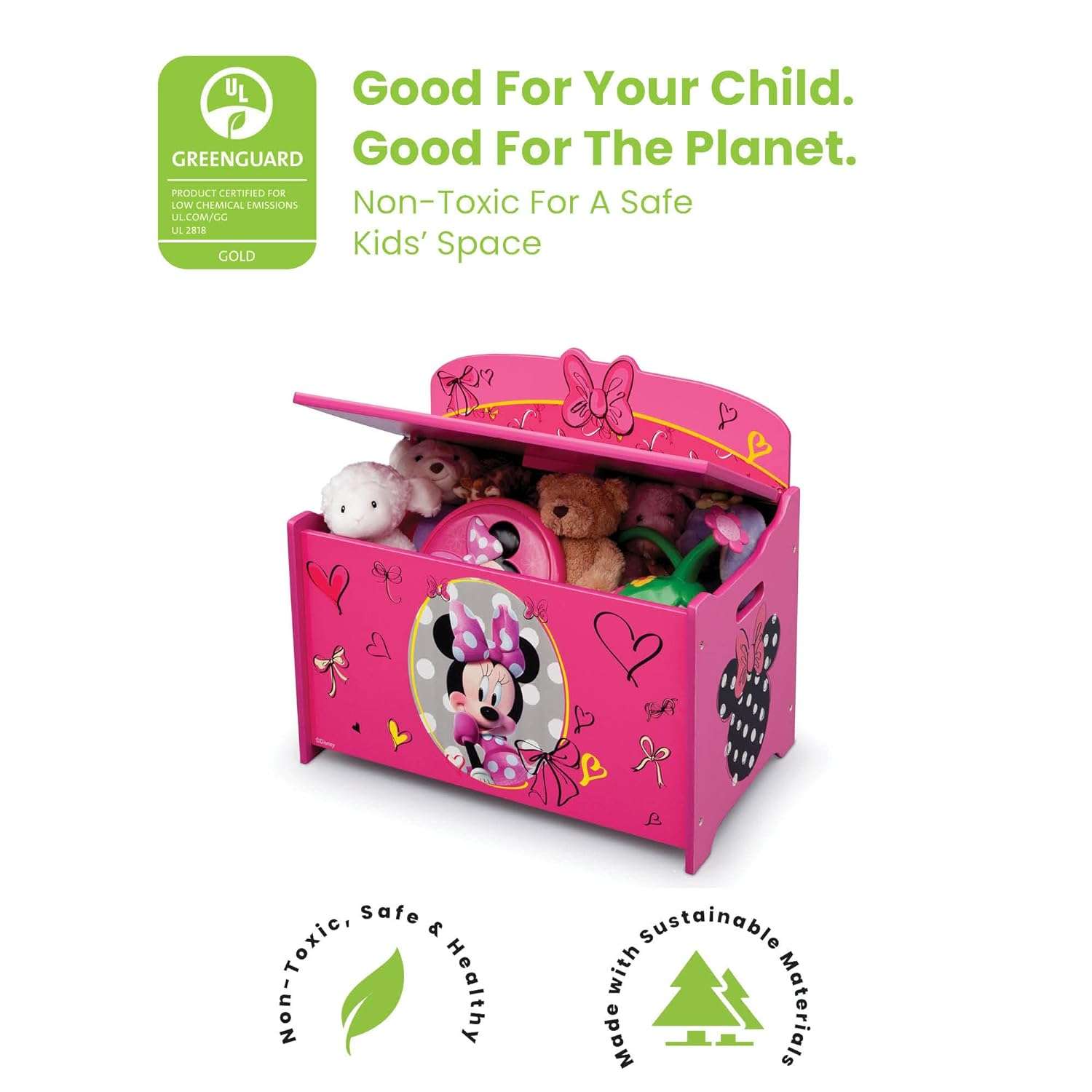 Delta Children Deluxe Toy Box, Disney Minnie Mouse - 3