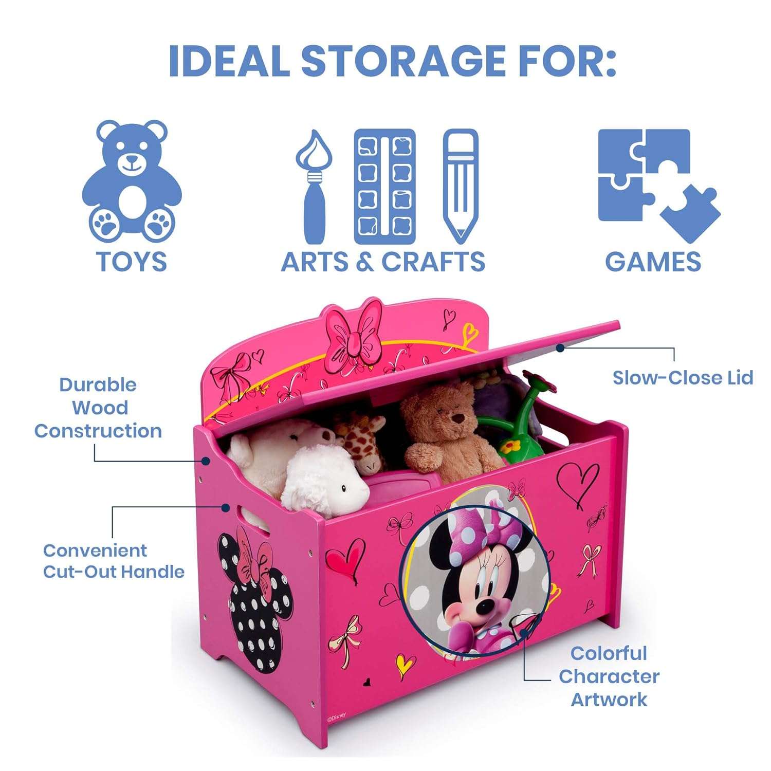 Delta Children Deluxe Toy Box, Disney Minnie Mouse - 4
