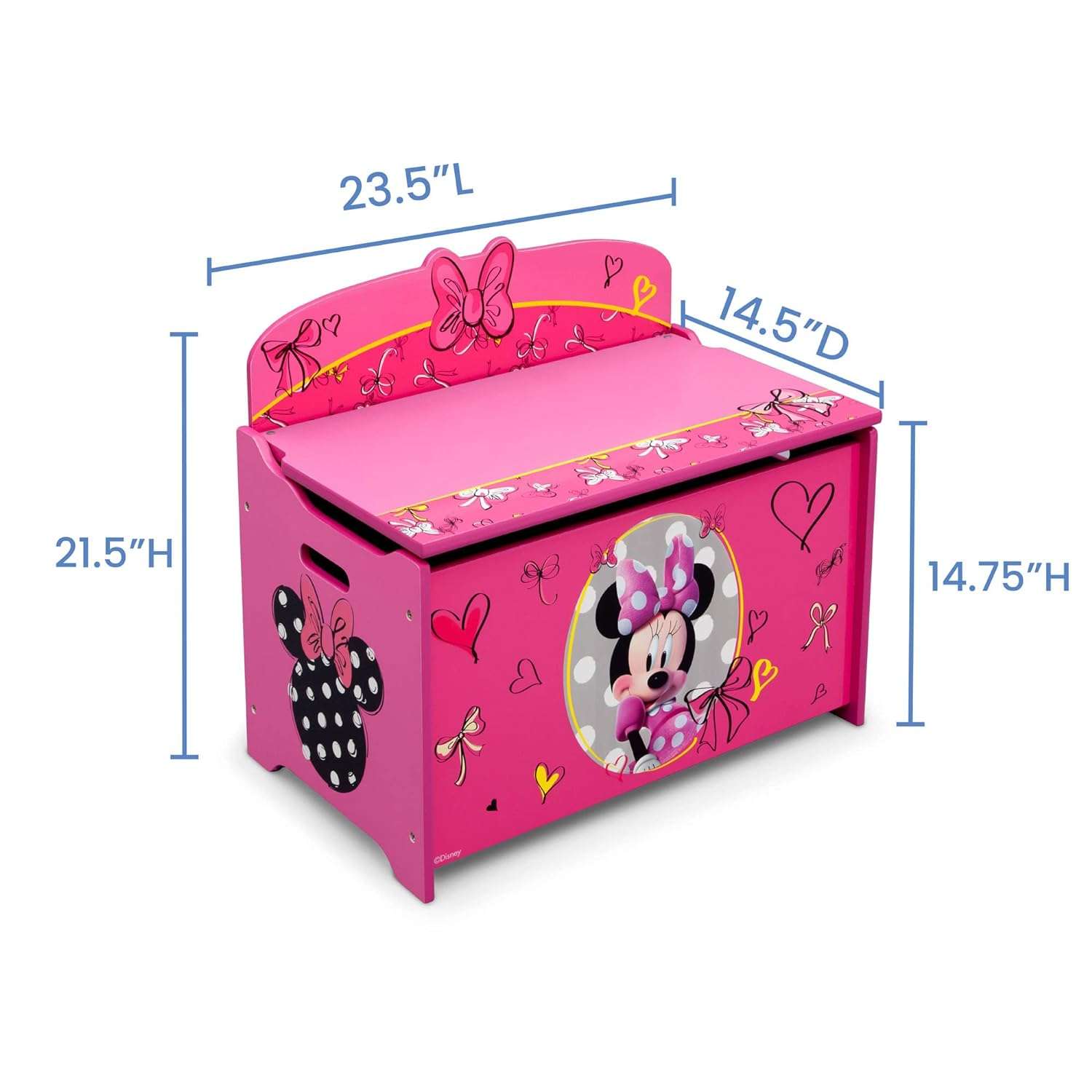 Delta Children Deluxe Toy Box, Disney Minnie Mouse - 7