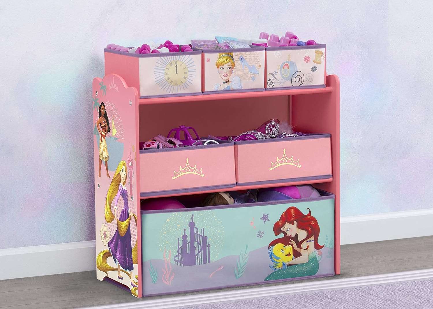 Delta Children Design & Store 6 Bin Toy Storage Organizer, Disney Princess - 5