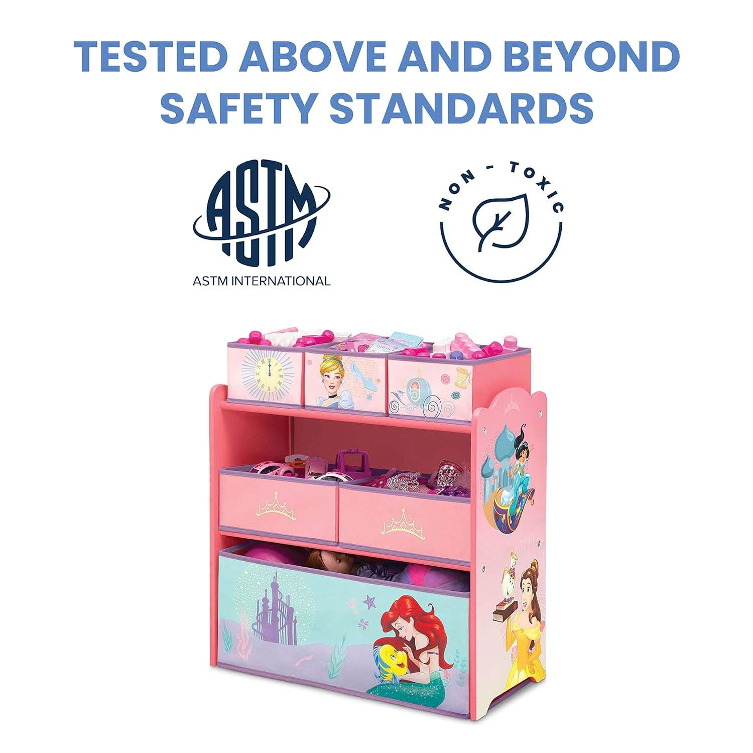 Delta Children Design & Store 6 Bin Toy Storage Organizer, Disney Princess - 6