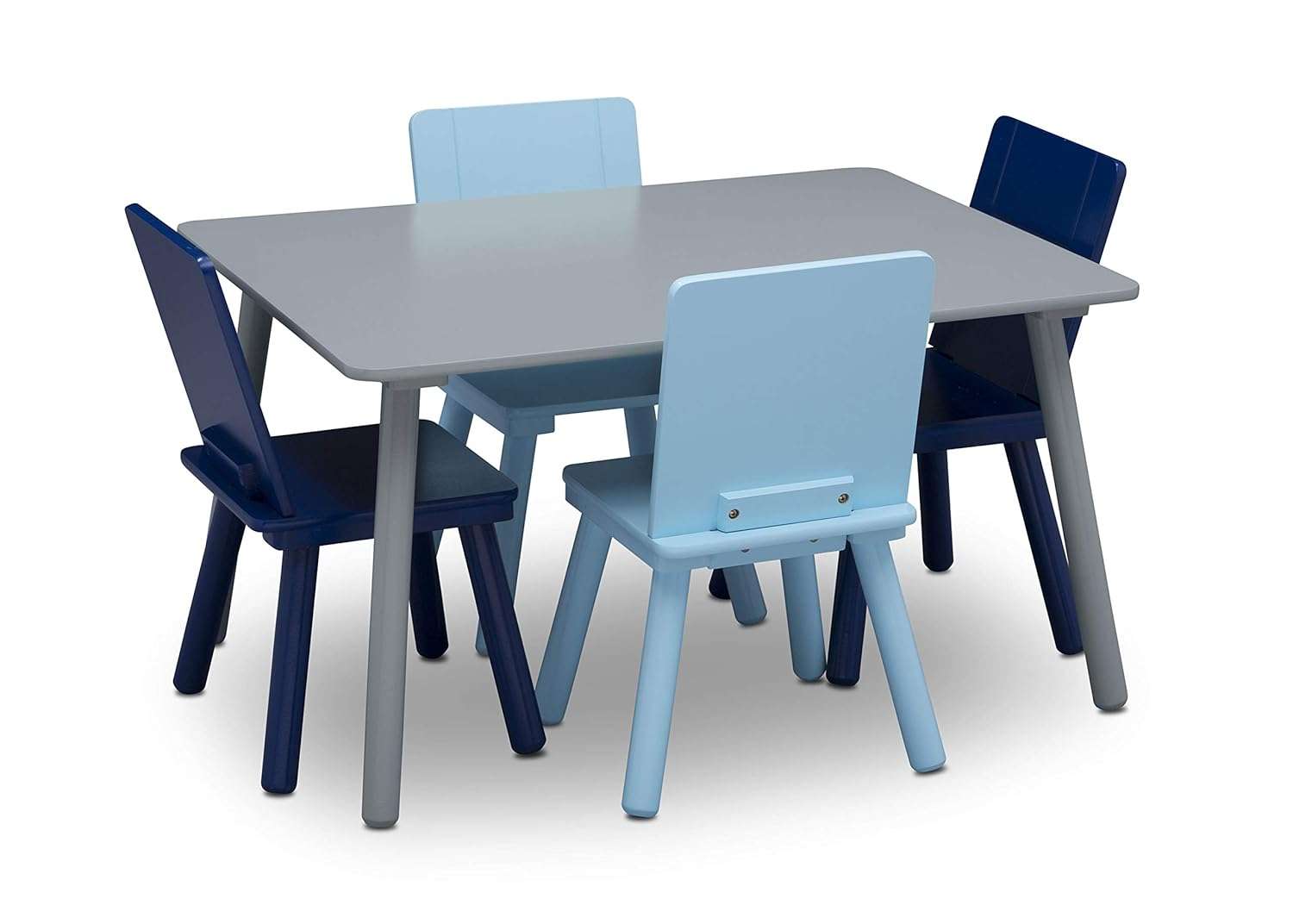 Delta Children Kids Table and Chair Set (4 Chairs Included), Grey-Blue - 1
