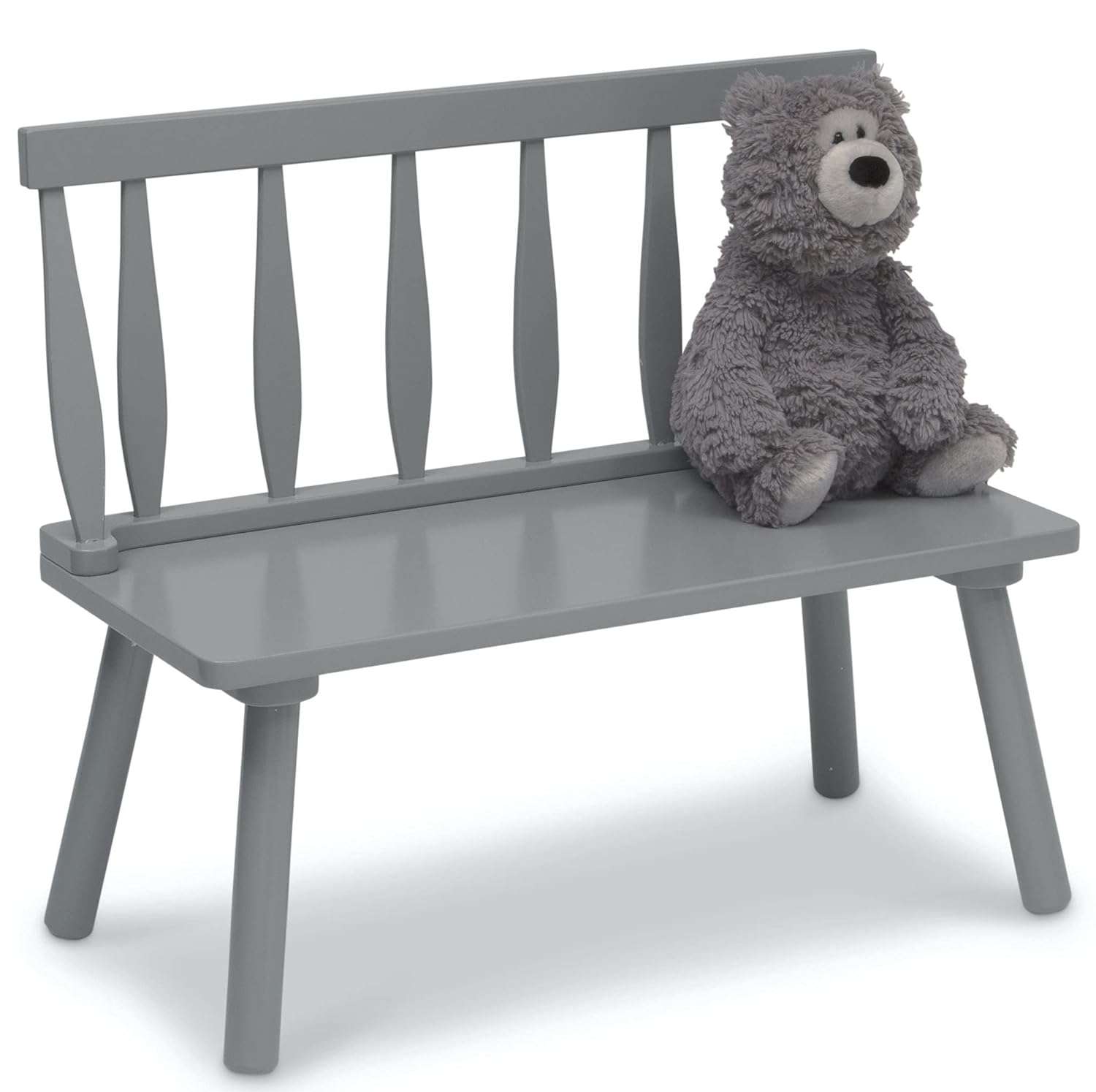Delta Children Kids Wooden Windsor Bench, Grey - 11