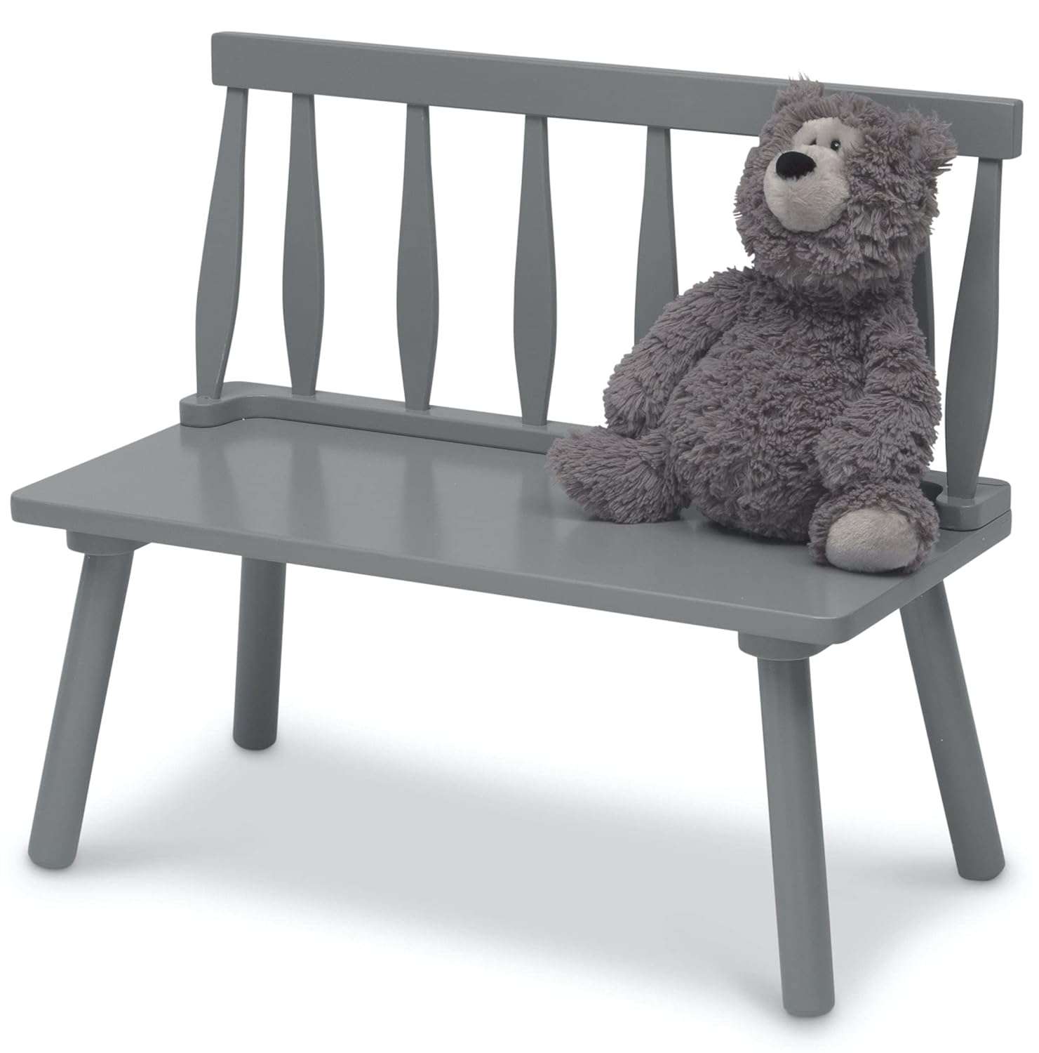 Delta Children Kids Wooden Windsor Bench, Grey - 12