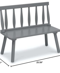 Delta Children Kids Wooden Windsor Bench, Grey - 15