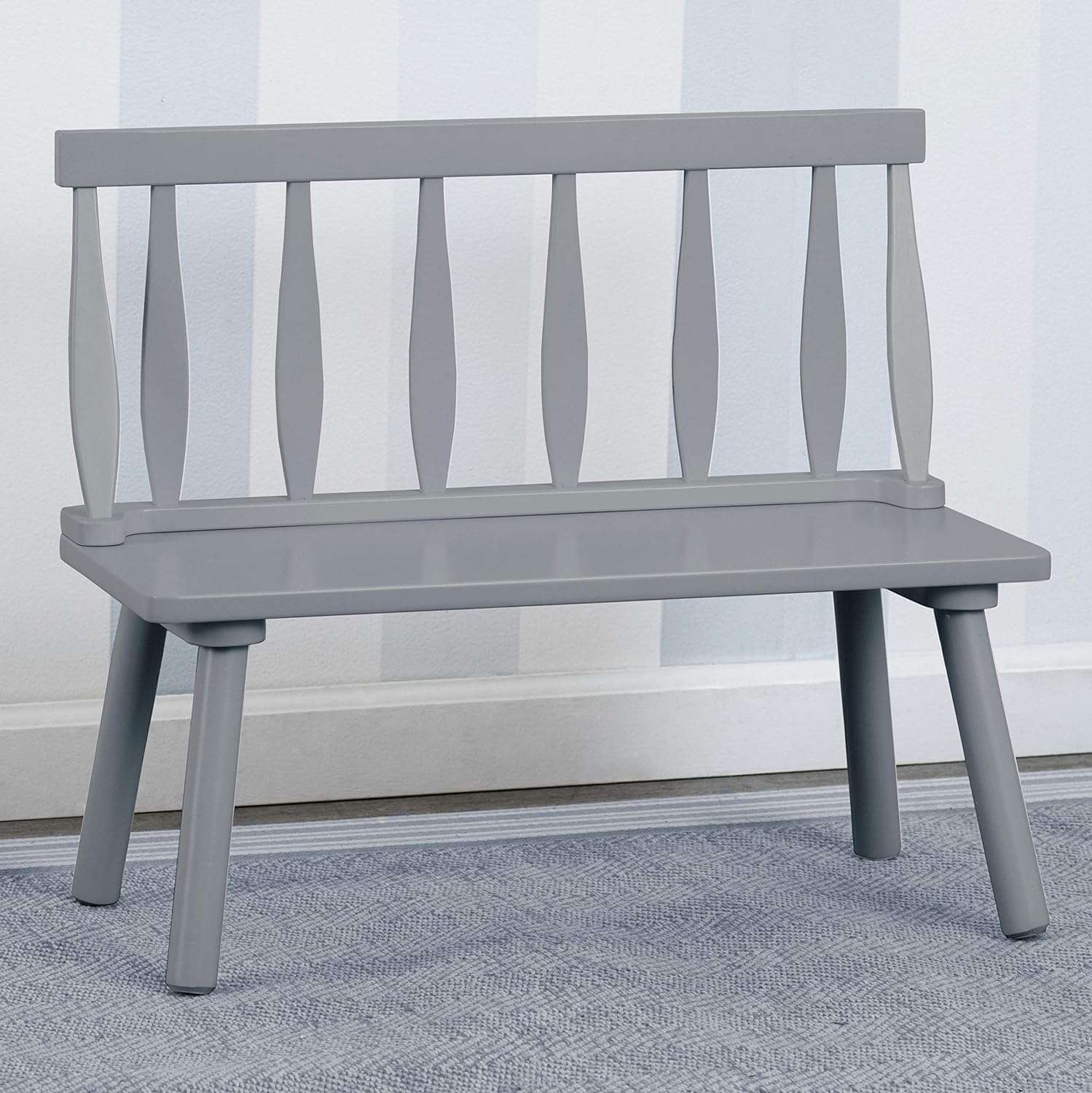 Delta Children Kids Wooden Windsor Bench, Grey - 2