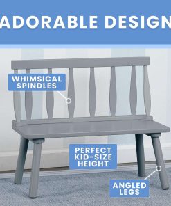 Delta Children Kids Wooden Windsor Bench, Grey - 4