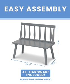 Delta Children Kids Wooden Windsor Bench, Grey - 5