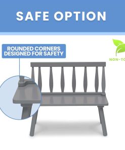 Delta Children Kids Wooden Windsor Bench, Grey - 6