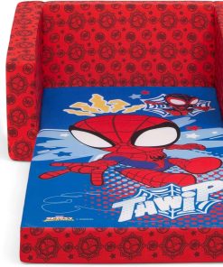 Delta Children Marvel Spidey and His Amazing Friends Cozee Flip-Out Chair - 2-in-1 Convertible Chair to Lounger for Kids - 10