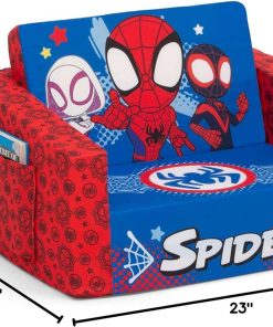 Delta Children Marvel Spidey and His Amazing Friends Cozee Flip-Out Chair - 2-in-1 Convertible Chair to Lounger for Kids - 11