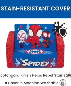 Delta Children Marvel Spidey and His Amazing Friends Cozee Flip-Out Chair - 2-in-1 Convertible Chair to Lounger for Kids - 6