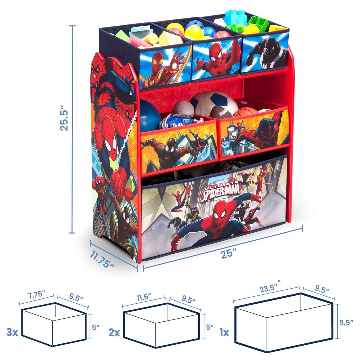 Delta Children Multi-Bin Toy Organizer, Marvel Spider-Man - 5