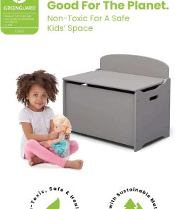 Delta Children MySize Deluxe Toy Box - Greenguard Gold Certified, Grey - 4