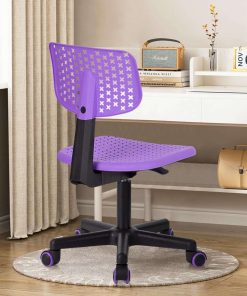 Desk Chair Armless Cute Office Chair, Low Back Rolling Home Office Task Chair Adjustable Swivel Study Chair for Girls Teens Adults Children Kids, Purple - 4
