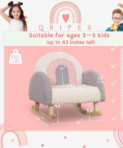 Dripex Childrens Rocking Chair, Upholstered Child Rocker, Kids Rocking Armchair with Solid Wood Legs, Kid Sofa Chair for Nursery, Playroom, Bedroom and Living Room - 3
