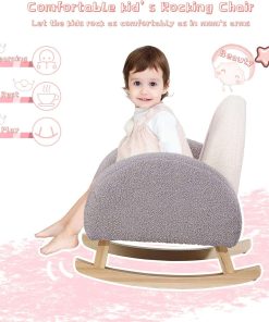 Dripex Childrens Rocking Chair, Upholstered Child Rocker, Kids Rocking Armchair with Solid Wood Legs, Kid Sofa Chair for Nursery, Playroom, Bedroom and Living Room - 4