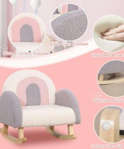 Dripex Childrens Rocking Chair, Upholstered Child Rocker, Kids Rocking Armchair with Solid Wood Legs, Kid Sofa Chair for Nursery, Playroom, Bedroom and Living Room - 5