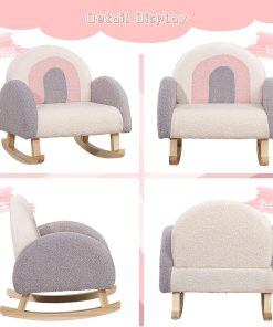 Dripex Childrens Rocking Chair, Upholstered Child Rocker, Kids Rocking Armchair with Solid Wood Legs, Kid Sofa Chair for Nursery, Playroom, Bedroom and Living Room - 7