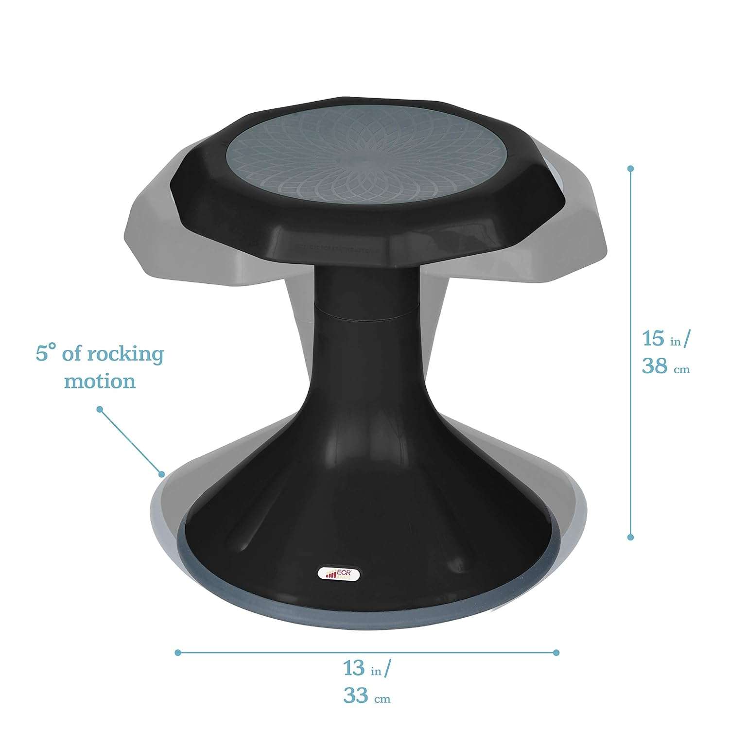 ECR4Kids ACE Active Core Engagement Wobble Stool, 15-Inch Seat Height, Flexible Seating, Black - 2