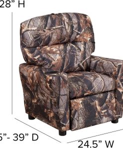 Flash Furniture Chandler Vinyl Kids Recliner with Cup Holder and Safety Recline, Contemporary Reclining Chair for Kids, Supports up to 90 lbs., Camouflage - 3
