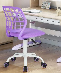 FurnitureR Kids Desk Chair, Armless Small Adjsutable Swivel Task Chair with Soft Cushion for Study Kids Teens Child, Purple - 3