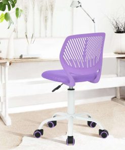 FurnitureR Writing Desk Chair for Teens Boys Girls,Home Office Chair with Breathable PP Mid Back, Armless,Height Adjustable,360 Swivel Chair,Purple - 2