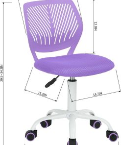 FurnitureR Writing Desk Chair for Teens Boys Girls,Home Office Chair with Breathable PP Mid Back, Armless,Height Adjustable,360 Swivel Chair,Purple - 3