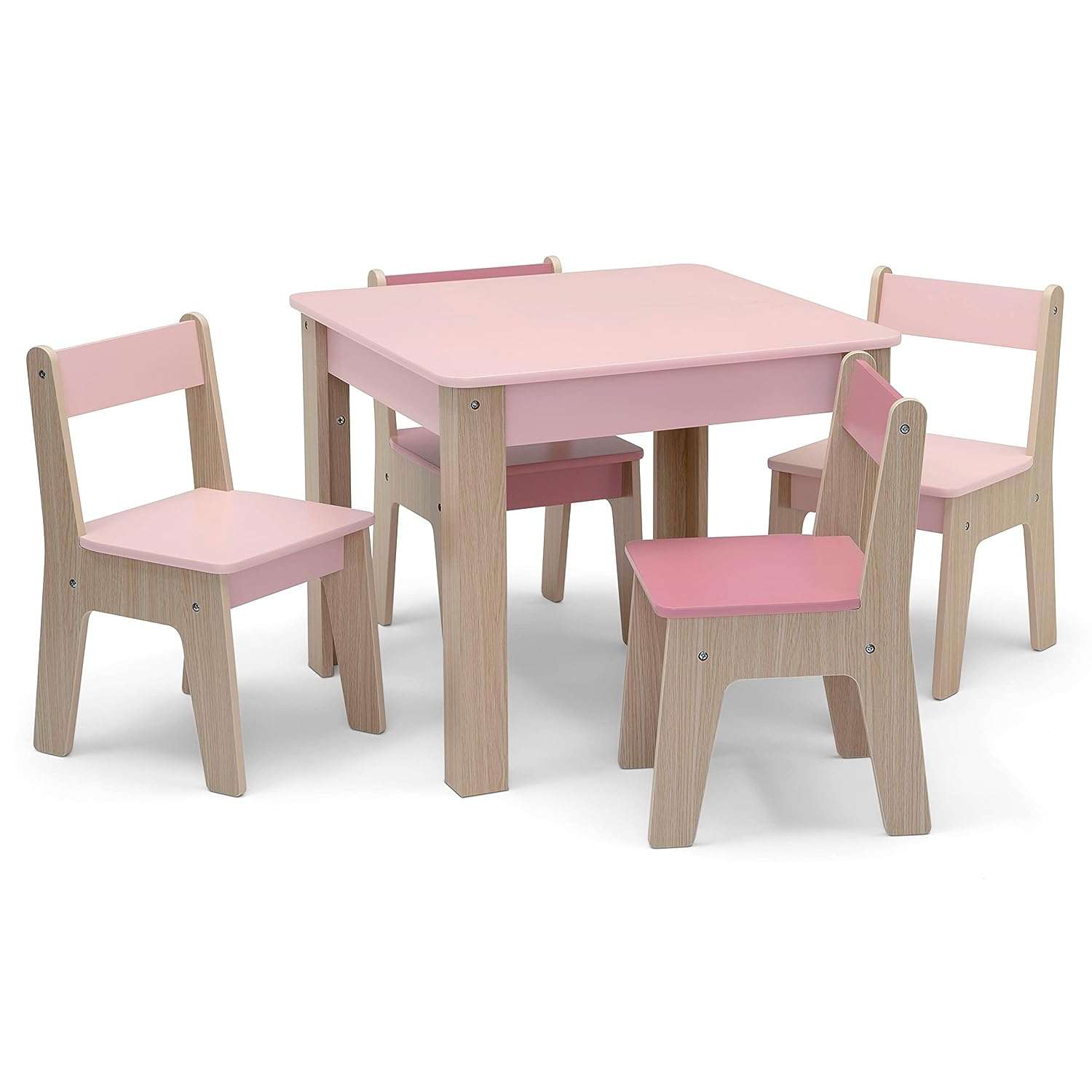 GAP GapKids Table and 4 Chair Set - Greenguard Gold Certified, Blush-Natural - 1