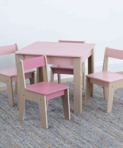 GAP GapKids Table and 4 Chair Set - Greenguard Gold Certified, Blush-Natural - 2