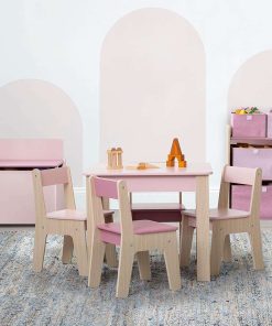 GAP GapKids Table and 4 Chair Set - Greenguard Gold Certified, Blush-Natural - 3