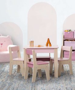 GAP GapKids Table and 4 Chair Set - Greenguard Gold Certified, Blush-Natural - 4
