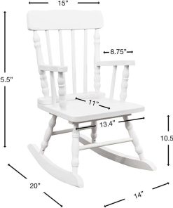 Gift Mark Childs Rocking Chairs - Classic Hand-Made Wooden Rockers for Boys and Girls - Vintage Style Colonial Kid's Seats - Childrens Furniture Rocker (Black) - 3