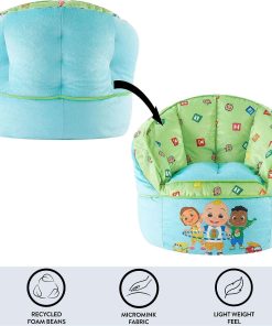 Idea Nuova Cocomelon Blue Round Bean Bag Chair for Kids, Ages 3+, Large - 4