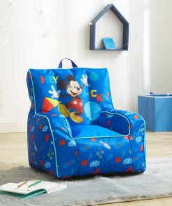 Idea Nuova Disney Mickey Mouse Kids Nylon Bean Bag Chair with Piping & Top Carry Handle, Large - 2