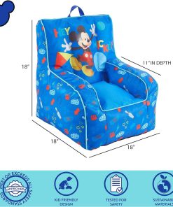 Idea Nuova Disney Mickey Mouse Kids Nylon Bean Bag Chair with Piping & Top Carry Handle, Large - 5