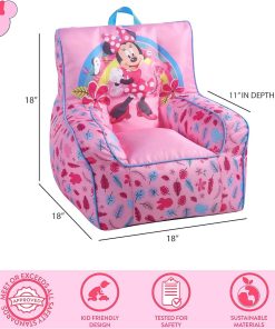 Idea Nuova Disney Minnie Mouse Toddler Nylon Bean Bag Chair with Piping & Top Carry Handle, Large - 3