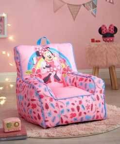 Idea Nuova Disney Minnie Mouse Toddler Nylon Bean Bag Chair with Piping & Top Carry Handle, Large - 7