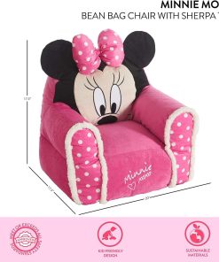 Idea Nuova Minnie Mouse Figural Sherpa Trim Bean Bag Chair, Small, Pink - 3