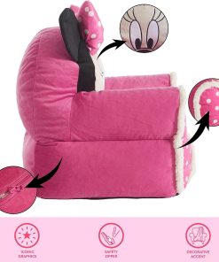 Idea Nuova Minnie Mouse Figural Sherpa Trim Bean Bag Chair, Small, Pink - 4