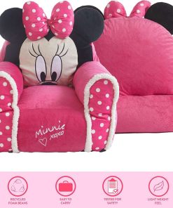 Idea Nuova Minnie Mouse Figural Sherpa Trim Bean Bag Chair, Small, Pink - 5