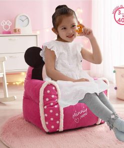 Idea Nuova Minnie Mouse Figural Sherpa Trim Bean Bag Chair, Small, Pink - 6