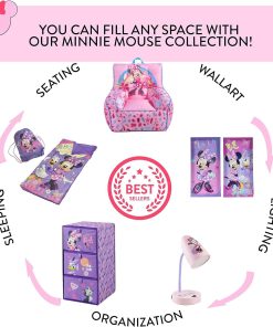 Idea Nuova Minnie Mouse Figural Sherpa Trim Bean Bag Chair, Small, Pink - 7