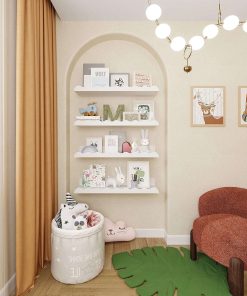 Kids' Bookshelf Set of 4 - White Floating Nursery Book Shelves, Picture Ledge Shelf for Wall Decor and Storage - Perfect for Books, Toys, Photo Frames, and Nursery Décor - 3