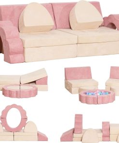 LOAOL Kids Couch 10PCS, Toddler Couch Modular Kids Couch for Playroom Bedroom, Multifunctional Foam Play Couch, Imaginative Convertible Floor Cushion, Kids Couch Toddler Sofa for Girls and Boys - 1