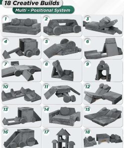 Lunix LX15 14pcs Modular Kids Play Couch, Child Sectional Sofa, Fortplay Bedroom and Playroom Furniture for Toddlers, Convertible Foam and Floor Cushion for Boys and Girls, Gray - 7
